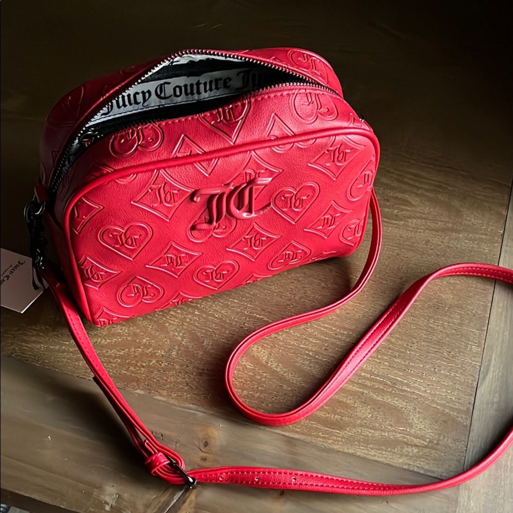 Red Embossed Crossbody Bag